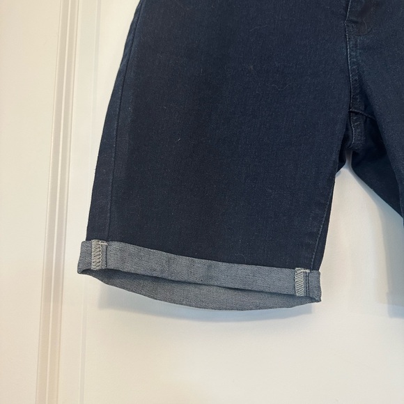 VERO MODA Jean Long Shorts Dark Blue 5 Pkts Zip Strtch NWT Sz L - Picture 2 of 11